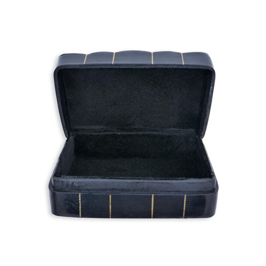 Deri Aksesuar Kutusu - Siyah Altın Florentine Amblemli - Bonherre