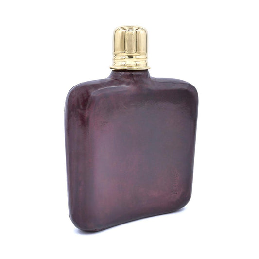 Deri Cep Şişesi - Kahverengi Altın Çizgili - Bonherre