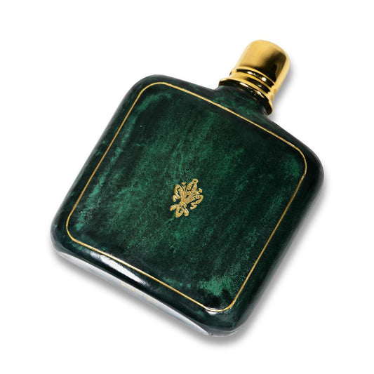 Deri Cep Şişesi - Yeşil Altın Çizgili - Bonherre