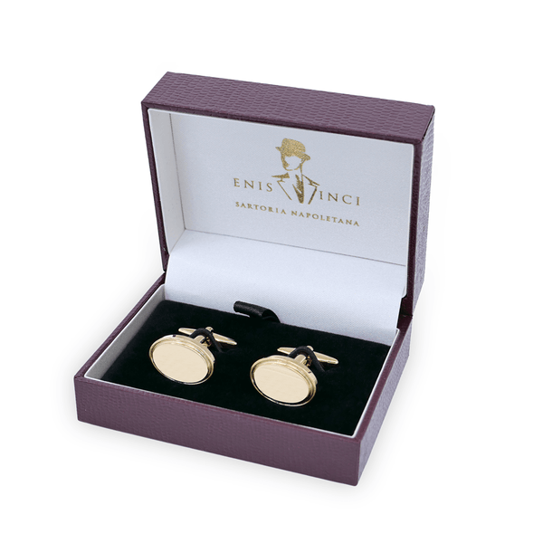 Oval Altın Kaplama Yaldızlı Kol Düğmesi