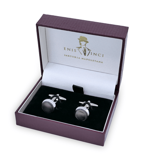 Signature Koleksiyon No7 Dumanlı Sedef ve Gümüş Kol Düğmeleri - Bonherre