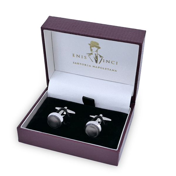 Signature Koleksiyon No7 Dumanlı Sedef ve Gümüş Kol Düğmeleri - Bonherre