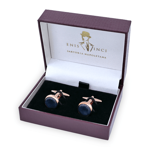 Signature Koleksiyonu No3 Sodalit ve Pembe Altın Kol Düğmeleri - Bonherre