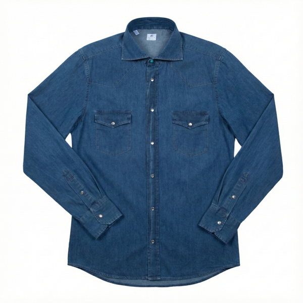 Vanacore Napoli - Mavi Denim Rodeo Gömlek