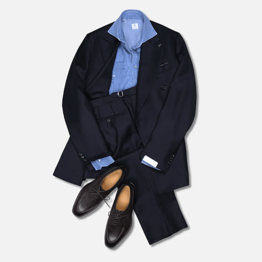 Vanacore Napoli - Orta Mavi Denim Rodeo Gömlek - Bonherre