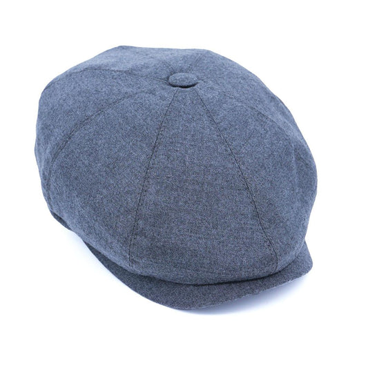 Yün 30's 8 Panel Gri Flanel Şapka - Bonherre