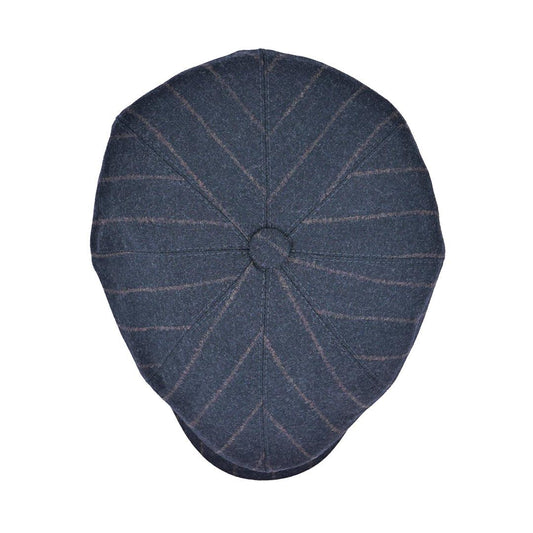 Yün 30's 8 Panel Koyu Gri İğneli Çizgili Flanel Şapka - Bonherre