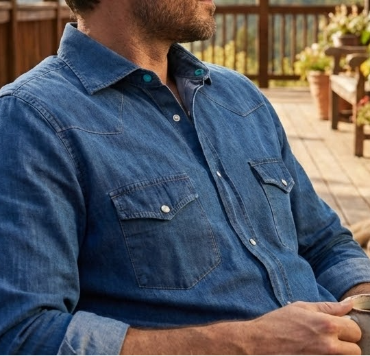 Vanacore Napoli - Mavi Denim Rodeo Gömlek