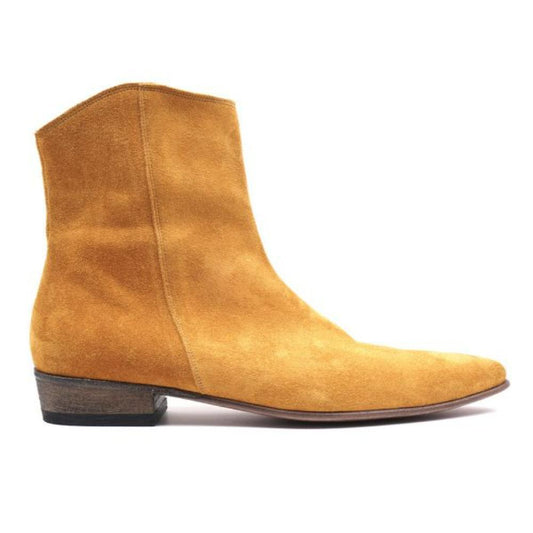 Neil Stacked Heel Bot - Süet Taba - Bonherre