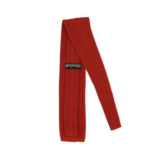 Örme İpek Kravat - Turuncu - Bonherre