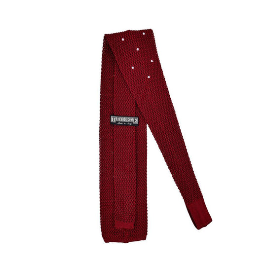 Pois Örme İpek Kravat - Bordo - Bonherre