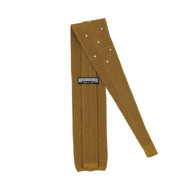 Pois Örme İpek Kravat - Hardal