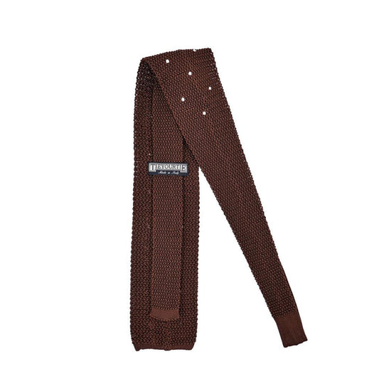 Pois Örme İpek Kravat - Kahverengi - Bonherre