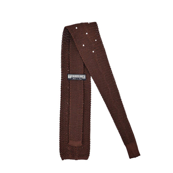 Pois Örme İpek Kravat - Kahverengi - Bonherre