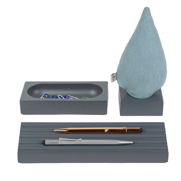 Kayigo Woody Gri Üçlü Ofis Seti - Mavi Ladin