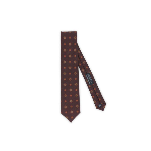Çiçek Motifli İpek Kravat - Bordo