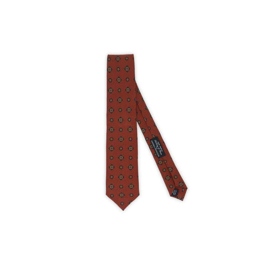 Holliday & Brown Çiçek Motifli İpek Kravat - Turuncu - Bonherre