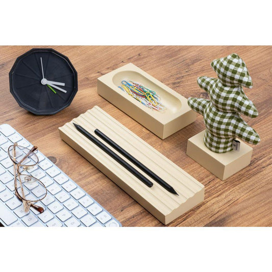 Kayigo Woody Krem Üçlü Ofis Seti - Pötikareli Çam - Bonherre