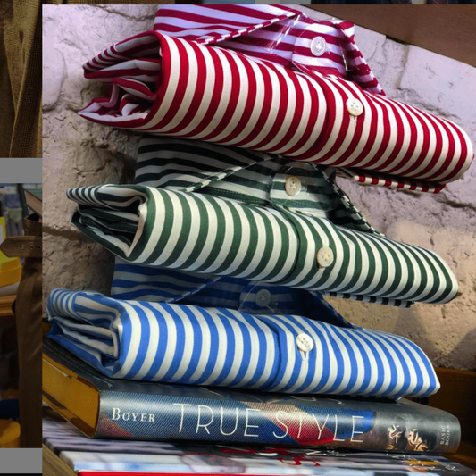 Riviera Di Perla Açık Mavi Çizgili Beyaz Gömlek - Bonherre