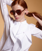 Okkia Emma Big Hexagonal Güneş Gözlüğü Havana Pembesi