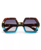 Okkia Emma Big Hexagonal Unisex Güneş Gözlüğü Havana Mavisi