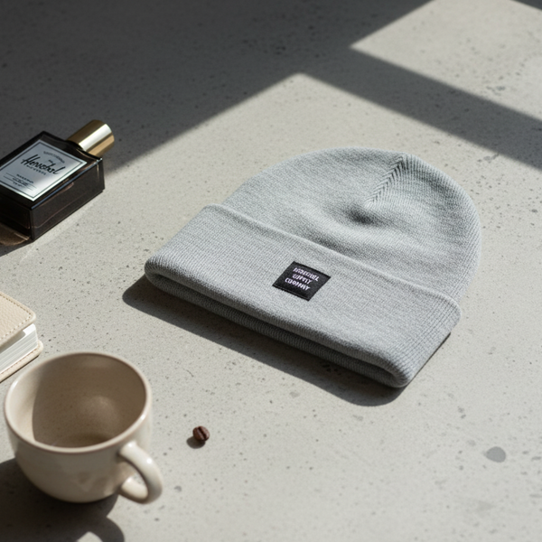 Bonherre mağazasından Herschel Abbott Ribana Bere, %100 akrilik gri lüks erkek bere.