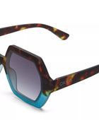 Okkia Emma Big Hexagonal Unisex Güneş Gözlüğü Havana Mavisi