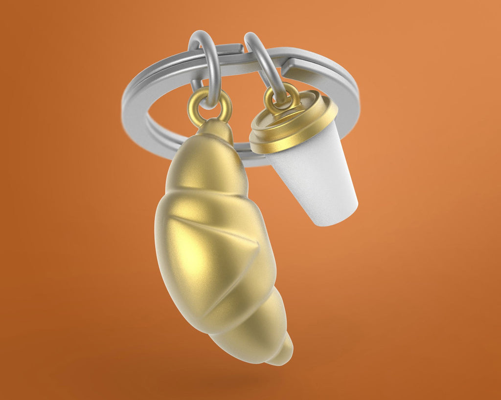 Metalmorphose Kruvasan & Kahve Fincanı Anahtarlık