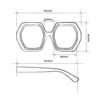Okkia Emma Big Hexagonal Unisex Güneş Gözlüğü Havana Mavisi