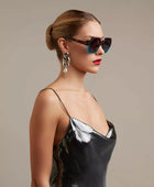 Okkia Emma Big Hexagonal Unisex Güneş Gözlüğü Havana Mavisi