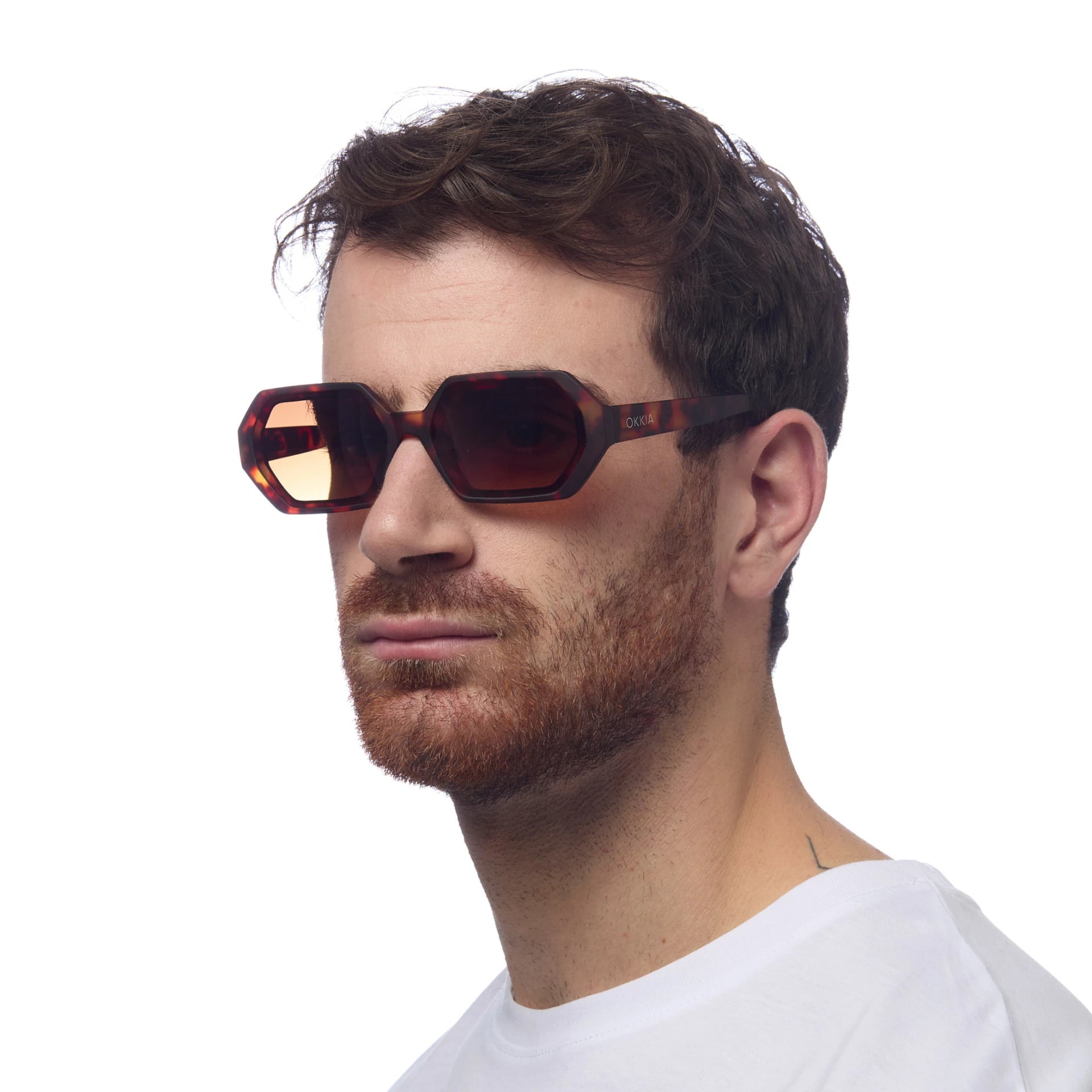 Okkia Andrea Altıgen Unisex  Güneş Gözlüğü Klasik Havana