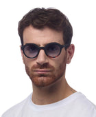 Okkia Lauro Unisex Yuvarlak Siyah Havana Güneş Gözlüğü   Mavi Gradyan