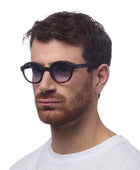 Okkia Lauro Unisex Yuvarlak Siyah Havana Güneş Gözlüğü   Mavi Gradyan