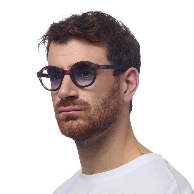 Okkia Lauro Unisex Yuvarlak Klasik Havana Güneş Gözlüğü Mavi Gradyan