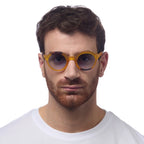 Okkia Lauro Unisex Yuvarlak Sarı Havana Güneş Gözlüğü Siyah Gradyan