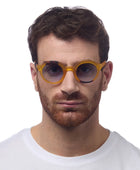 Okkia Lauro Unisex Yuvarlak Sarı Havana Güneş Gözlüğü Siyah Gradyan