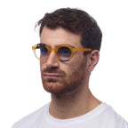 Okkia Lauro Unisex Yuvarlak Sarı Havana Güneş Gözlüğü Siyah Gradyan