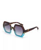 Okkia Emma Big Hexagonal Unisex Güneş Gözlüğü Havana Mavisi