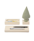 Kayigo Woody Krem Üçlü Ofis  Seti - Pötikareli Selvi