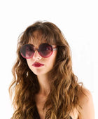 Okkia Monica Unisex  Büyük Yuvarlak Güneş Gözlüğü Havana Pembesi