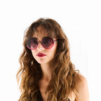 Okkia Monica Unisex  Büyük Yuvarlak Güneş Gözlüğü Havana Pembesi