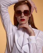 Okkia Emma Big Hexagonal Güneş Gözlüğü Gold