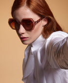 Okkia Emma Big Hexagonal Güneş Gözlüğü Havana Pembesi