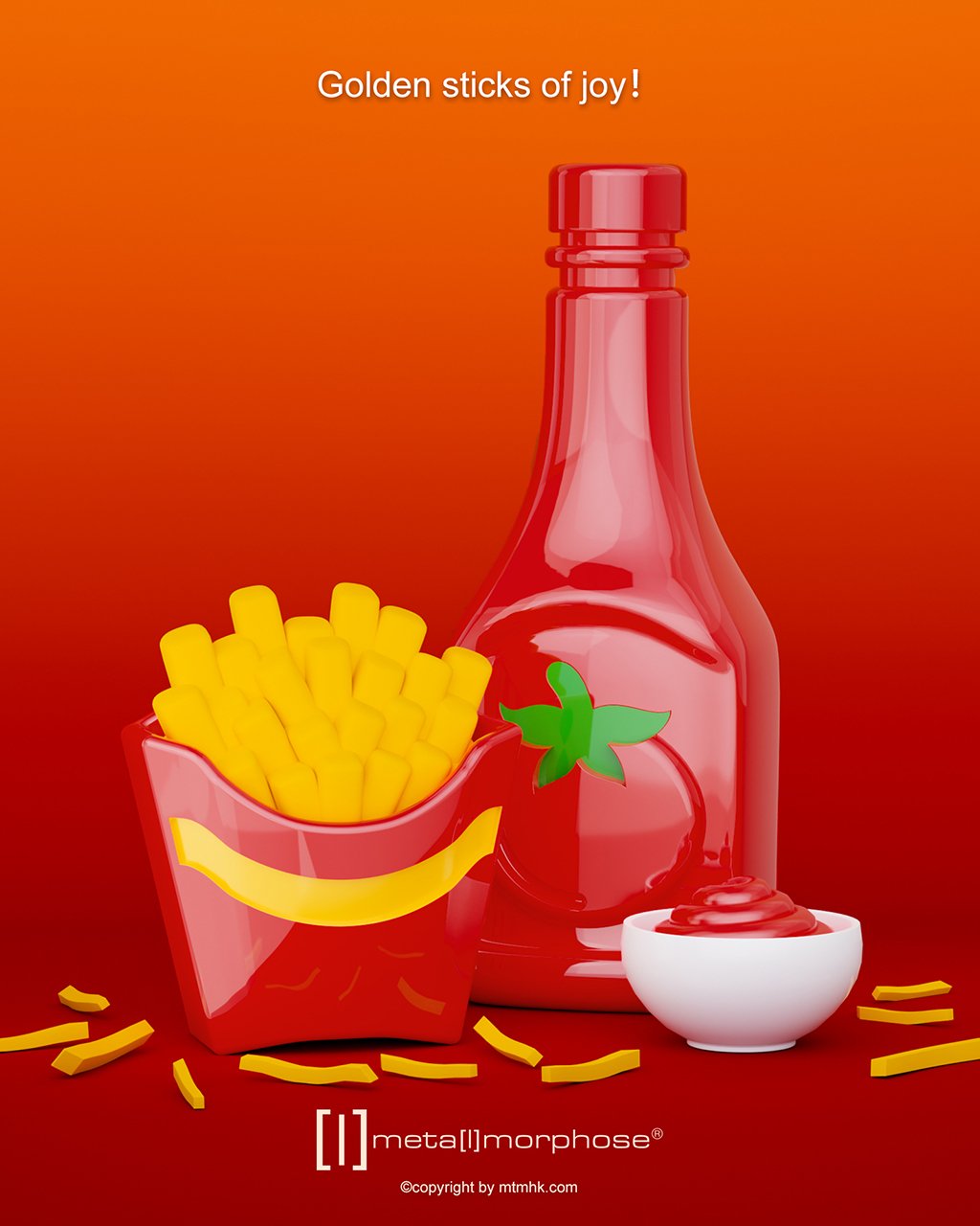 Metalmorphose French Fries ve  Ketçup Anahtarlık