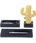 Kayigo Woody Siyah Üçlü Ofis Seti - Sarı Cactus