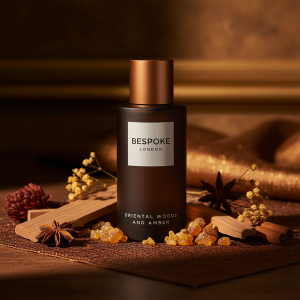 Bonherre mağazasından Bespoke Oriental Woods and Amber, safran ve kehribar özlü oryantal lüks erkek parfümü.