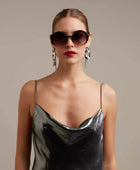 Okkia Monica Unisex Büyük Yuvarlak  Güneş Gözlüğü Siyah Rose