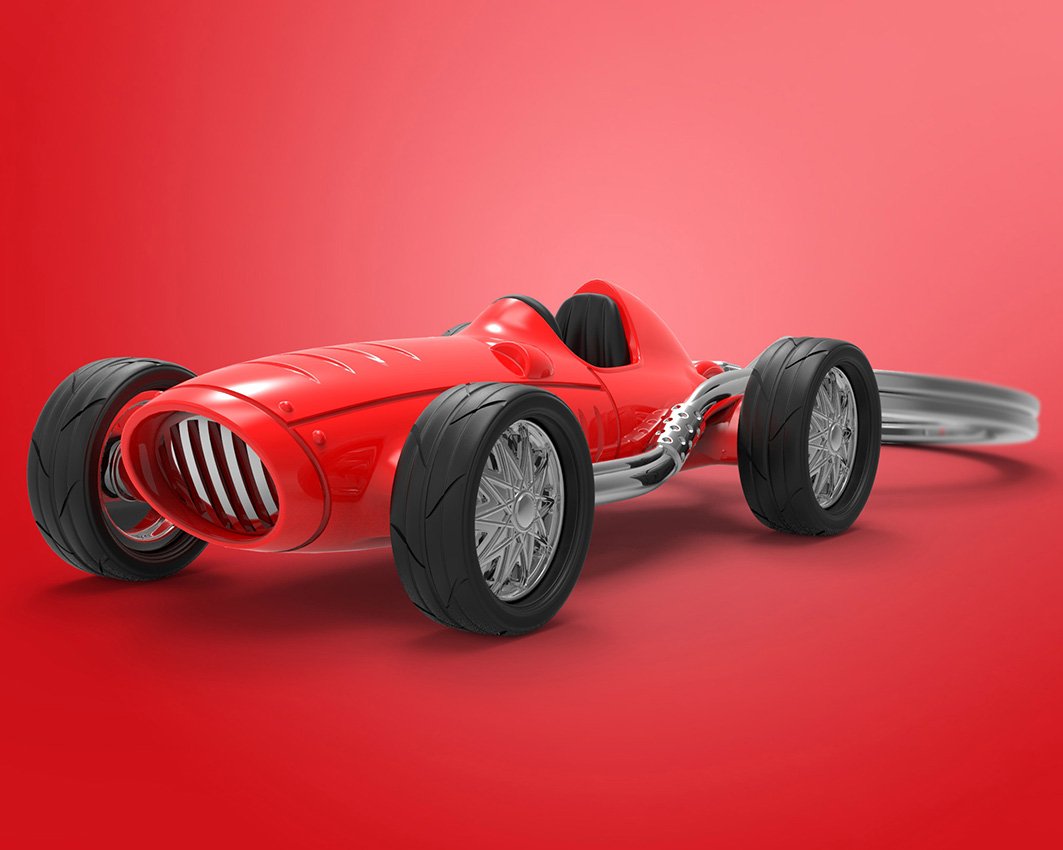 Metalmorphose Kırmızı Vintage Yarış Arabası Anahtarlık