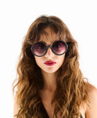 Okkia Monica Unisex  Büyük Yuvarlak Güneş Gözlüğü Siyah