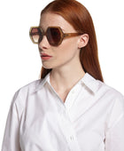 Okkia Emma Big Hexagonal Güneş Gözlüğü Gold